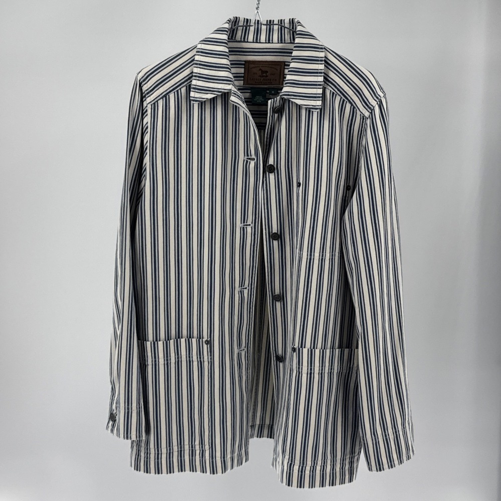 Vintage Polo Ralph Lauren Jeans Co Striped Chore Coat Jacket 90s Size Medium